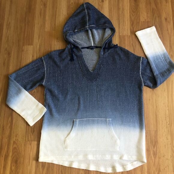 OCEAN DRIVE Blue White Ombré Knit Hoodie Top Pullover - Picture 3 of 8